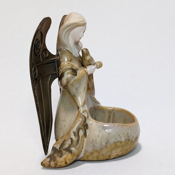 Yankee Candle Heavenly Angel Holding Dove Tealight Holder Ceramic Discontinued - Picture 3 of 4